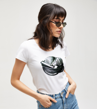 Harmonica And Vintage Bullet Mics White Women's Tshirt