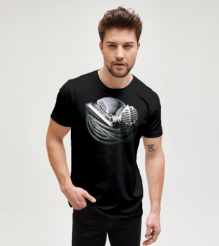 Harmonica And Vintage Bullet Mics Black Men's Tshirt