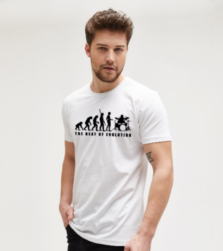 Evolution Drummer White Men's Tshirt