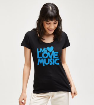Live Love Music Siyah Kadın Tshirt