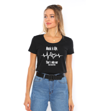 Music Is Life That's Why Out Heart Have Beats Black Women's Tshirt