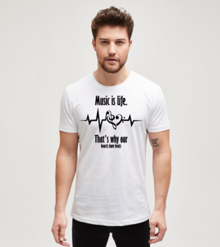 Müzik hayattır Beyaz Erkek Tişört