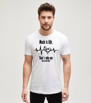 Music Is Life That's Why Out Heart Have Beats White Men's Tshirt