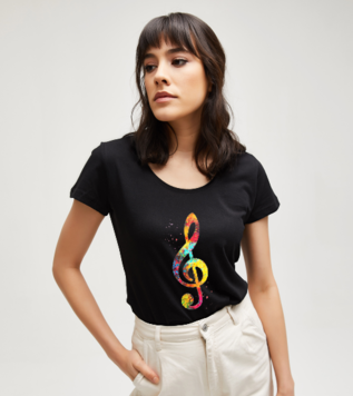 Treble Clef Black Women's Tshirt