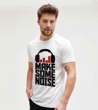 Make Some Noise Beyaz Erkek Tişört