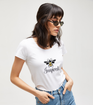 Bee-inspired Beyaz Kadın Tshirt