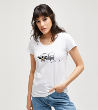 Bee-utiful Beyaz Kadın Tshirt