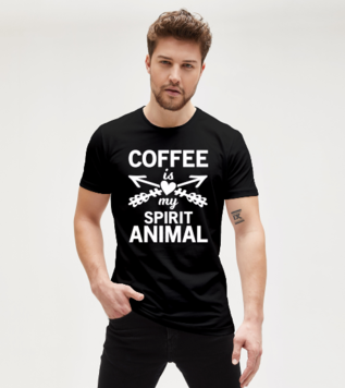Coffee Is My Spirit Animal Siyah Erkek Tişört