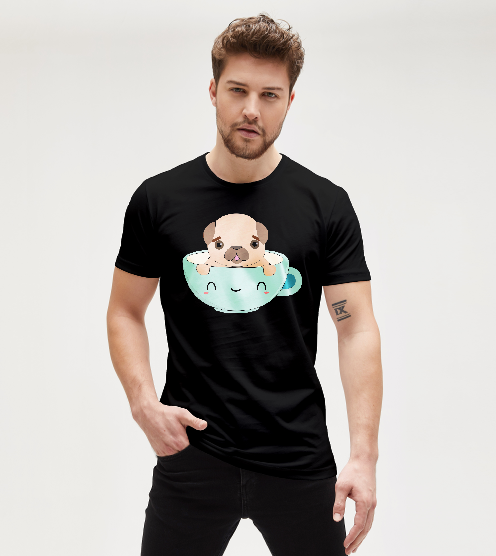 Kahve-ve-pug-siyah-erkek-tisort-erkek-tisort-tasarla-on3