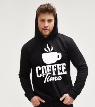 Coffee Time Siyah Custom Hoodie