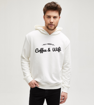 Coffee And Internet Beyaz Custom Hoodie