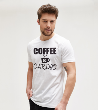 Kahve Kardiyo Beyaz Erkek Tişört