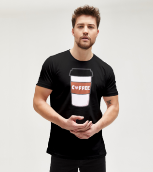 Coffee Cup With Heart Black Men's Tshirt