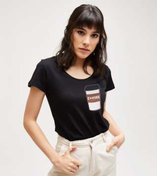Coffee Cup With Heart Black Women's Tshirt