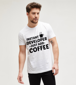 Developer Instant Just Add Coffee Beyaz Erkek Tişört