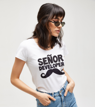 Senior Developer Beyaz Kadın Tshirt