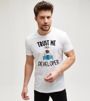 Trust Me I Am A Developer Beyaz Erkek Tişört
