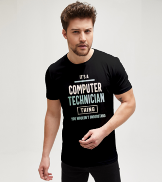 Bilgisayar Teknisyeni Siyah Erkek Tişört