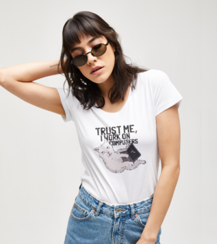 Computer Cat White Women's Tshirt