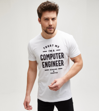 Bilgisayar Mühendisi Hediyesi Beyaz Erkek Tişört