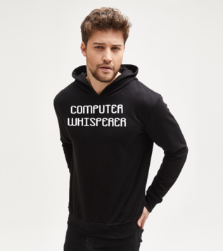 Bilgisayar Fısıldayan Siyah Kapüşonlu Sweatshirt